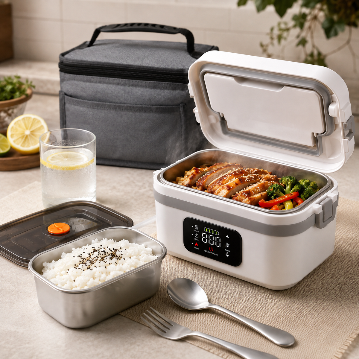 Portable Insulated Heated Lunch Box