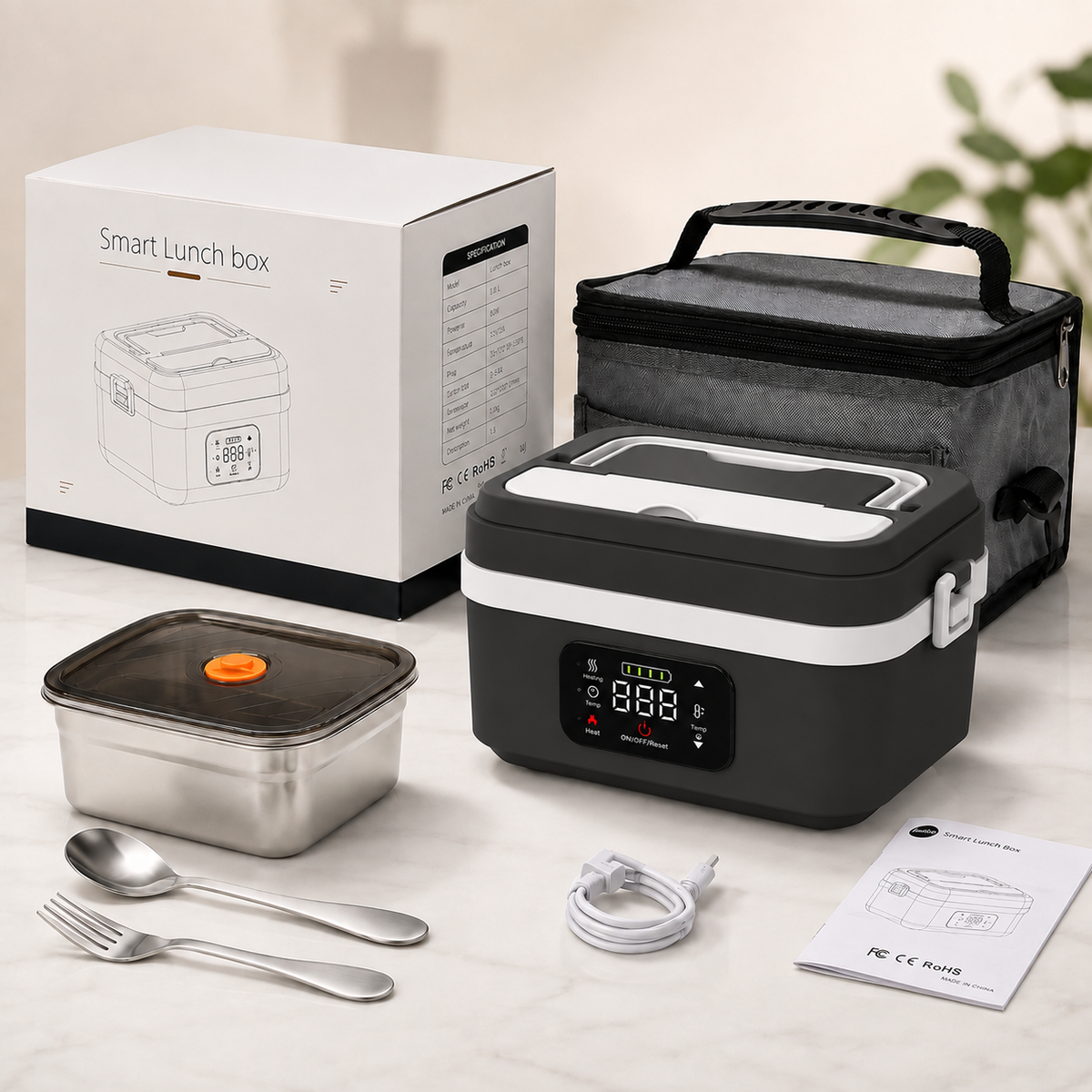 Portable Insulated Heated Lunch Box